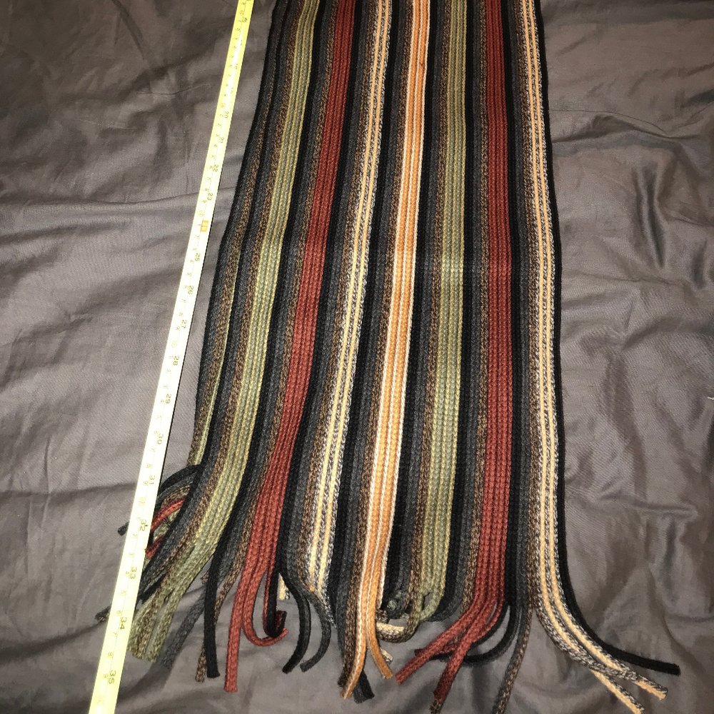 V. Fraas red cream tan green brown black scarf